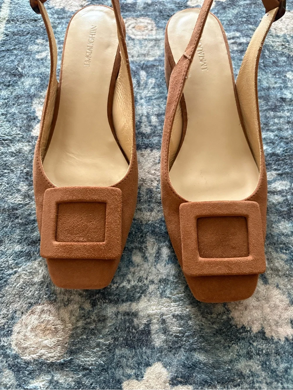 J. McLaughlin Frenchette Suede Slingback Block Heel Pumps Size 6.5